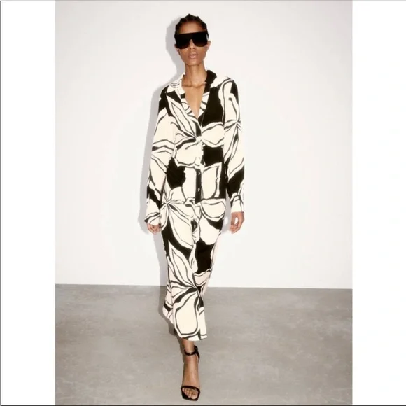 Zara black and white floral dress - Picture 7 of 10